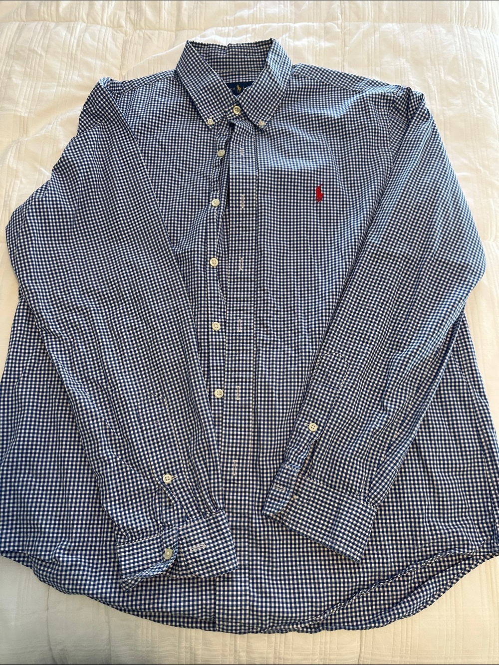 Ralph Lauren Navy and White Gingham Button-Down Shirt